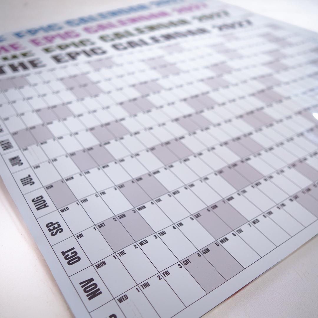 Close-up of the Grey EPIC Calendar date grid