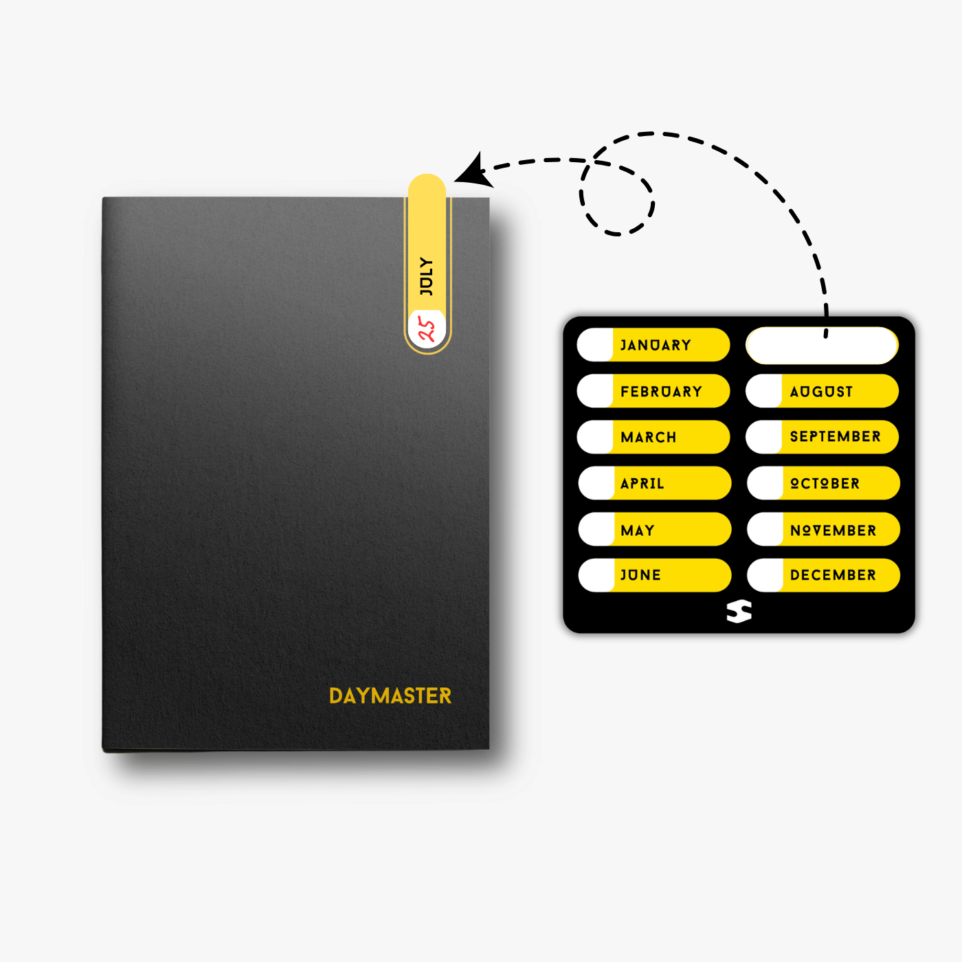 Day Master | Undated Daily Planner with Monthly Stickers