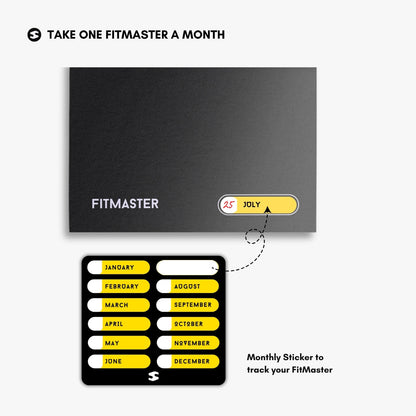 Fitmaster notebook with yellow month label stickers