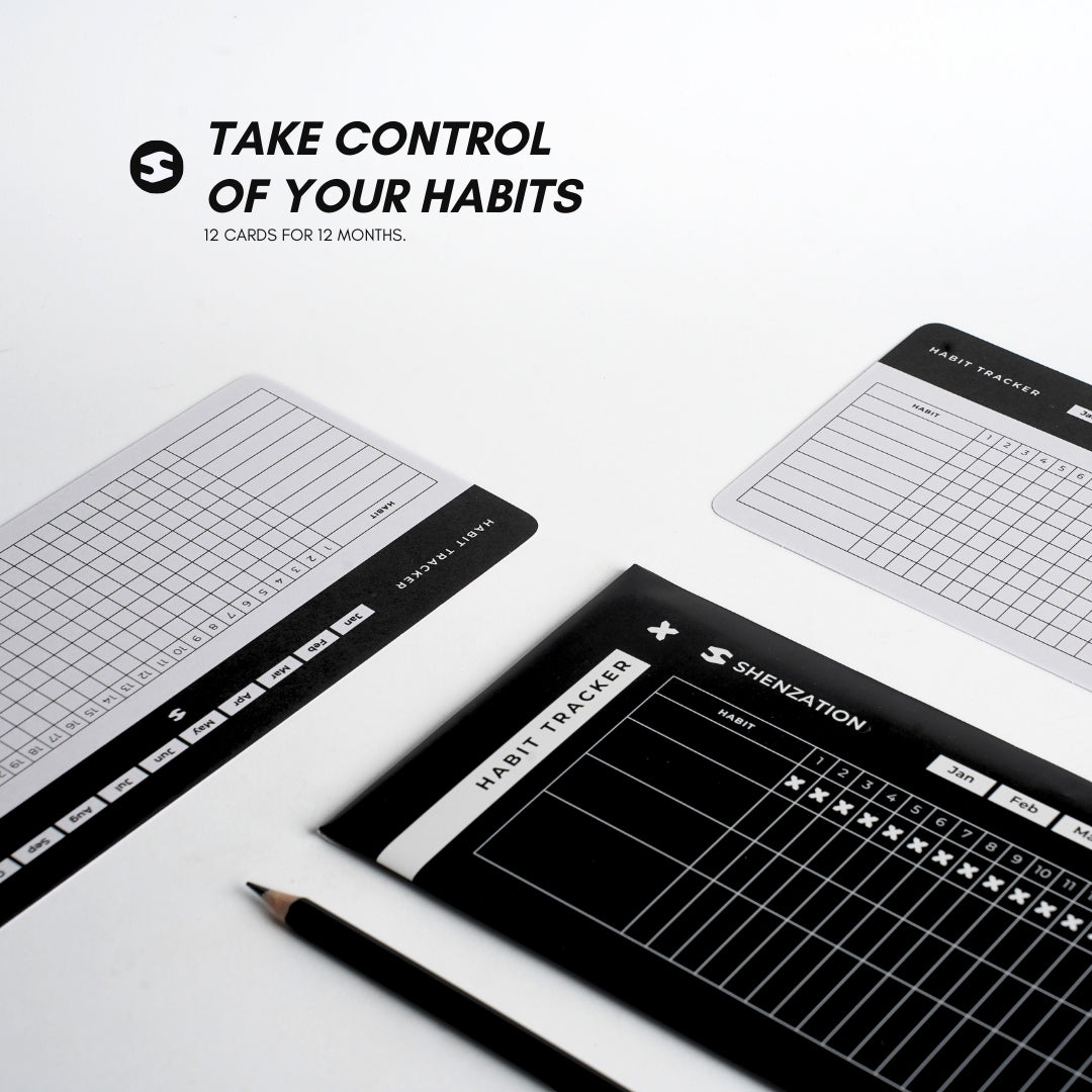 Habit Tracker Cards | 12-Month Goal System - Daily & Monthly Productivity Journal