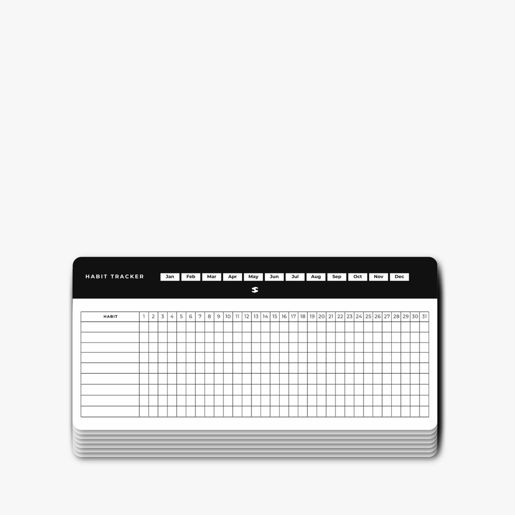Habit Tracker Cards | 12-Month Goal System - Daily & Monthly Productivity Journal