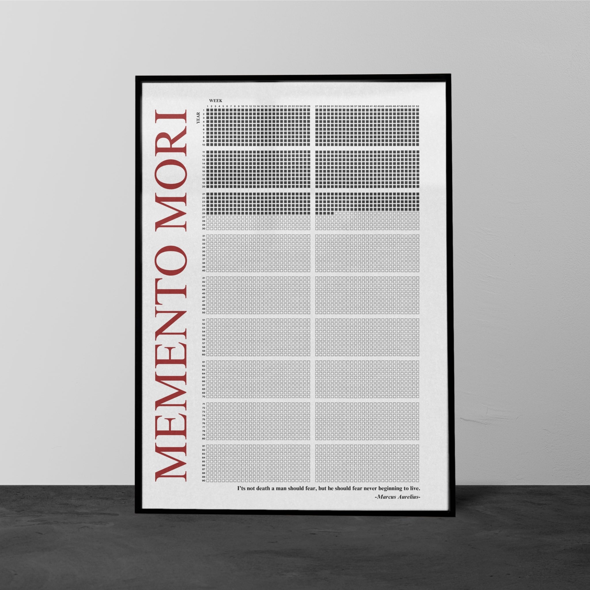 Memento Mori | Life Calender - Metal Frame - Red Style