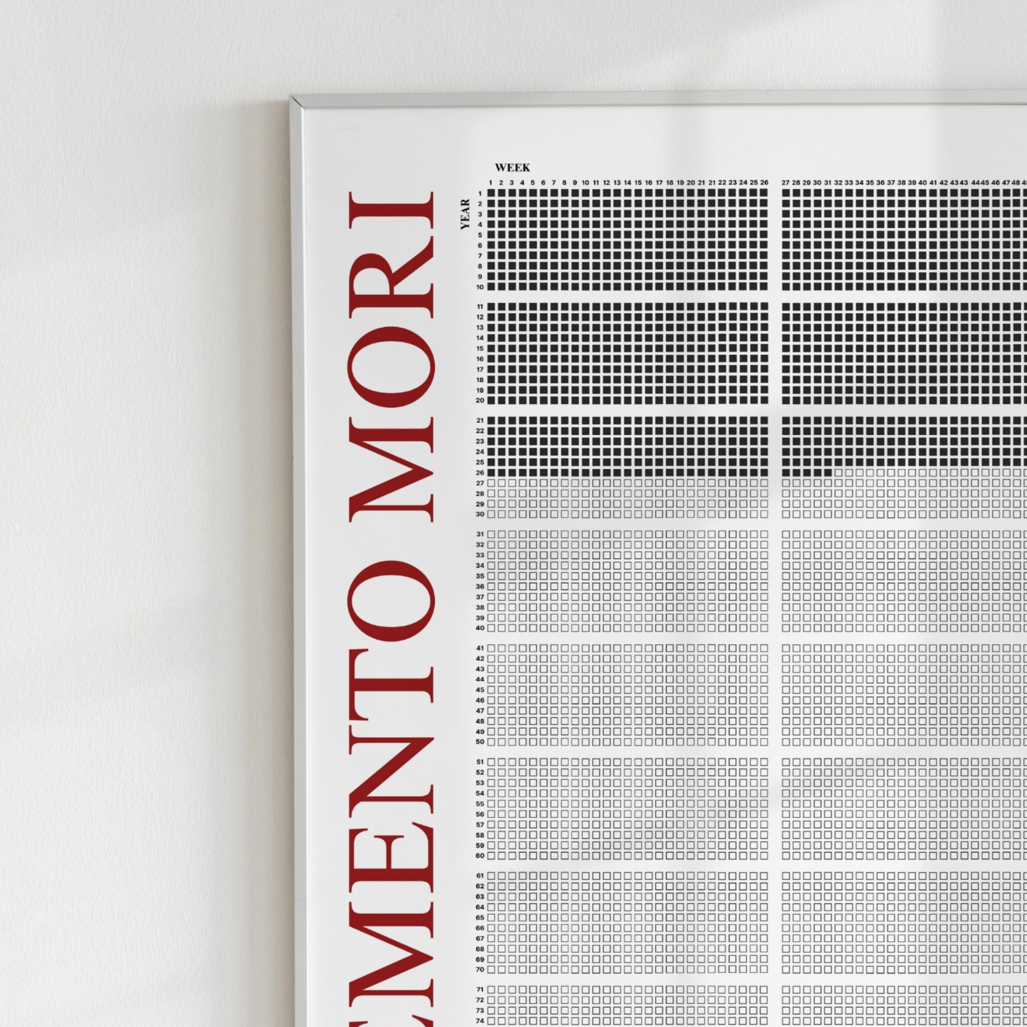 Memento Mori | Life Calender - Metal Frame - Red Style