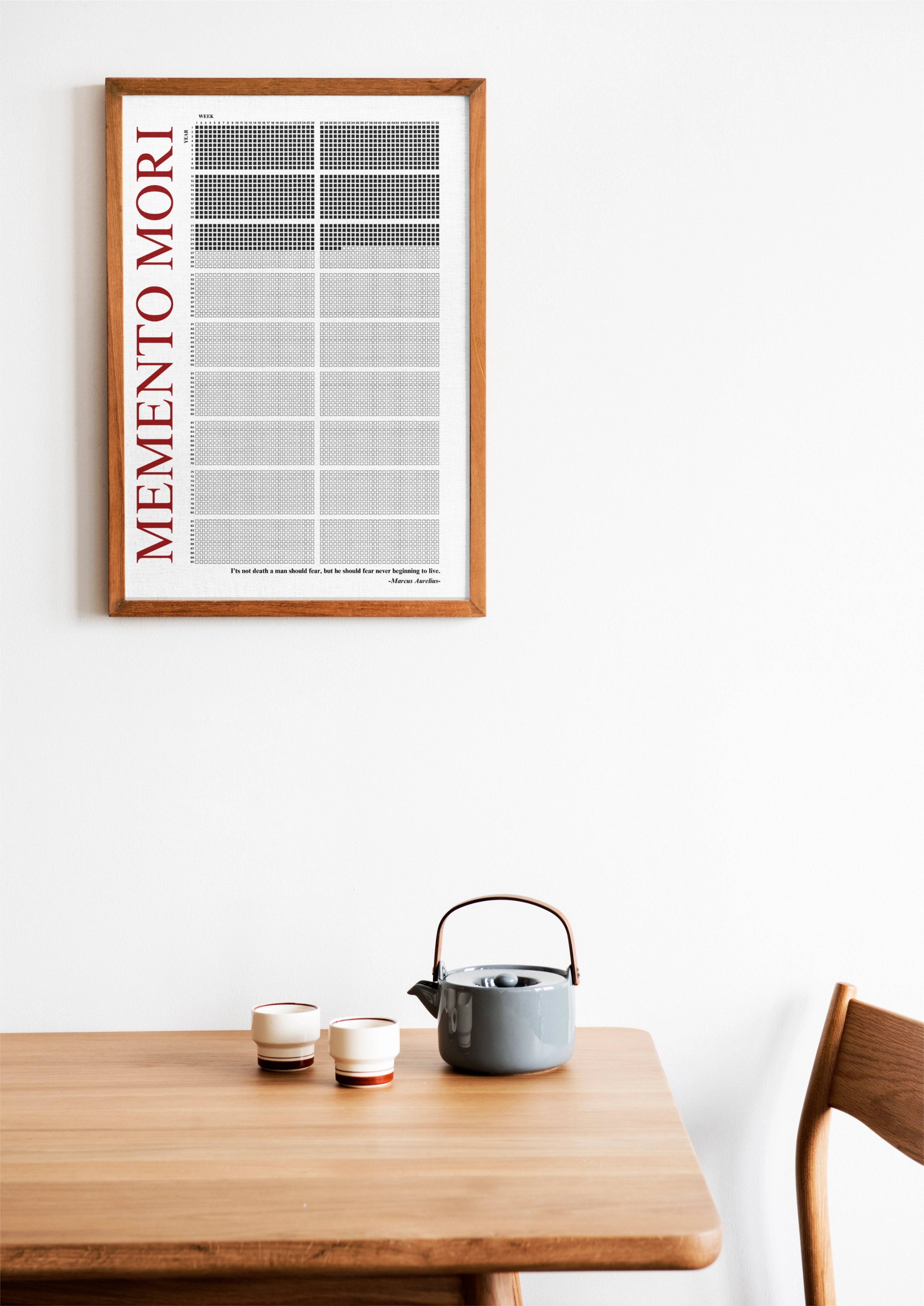 Memento Mori | Life Calender - Metal Frame - Red Style