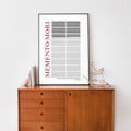 Life Calendar Metal Frame Red Style front view
