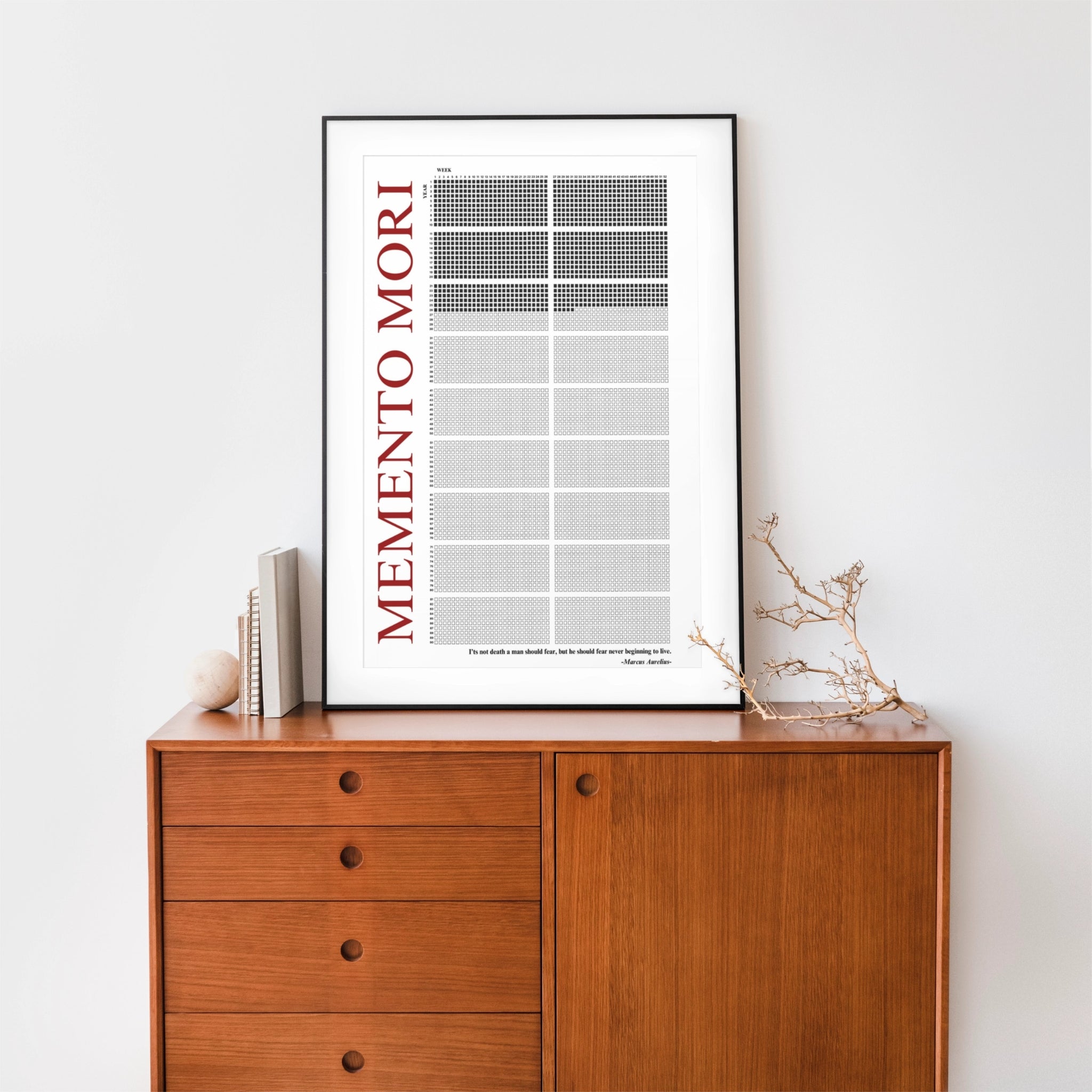 Life Calendar Metal Frame Red Style front view
