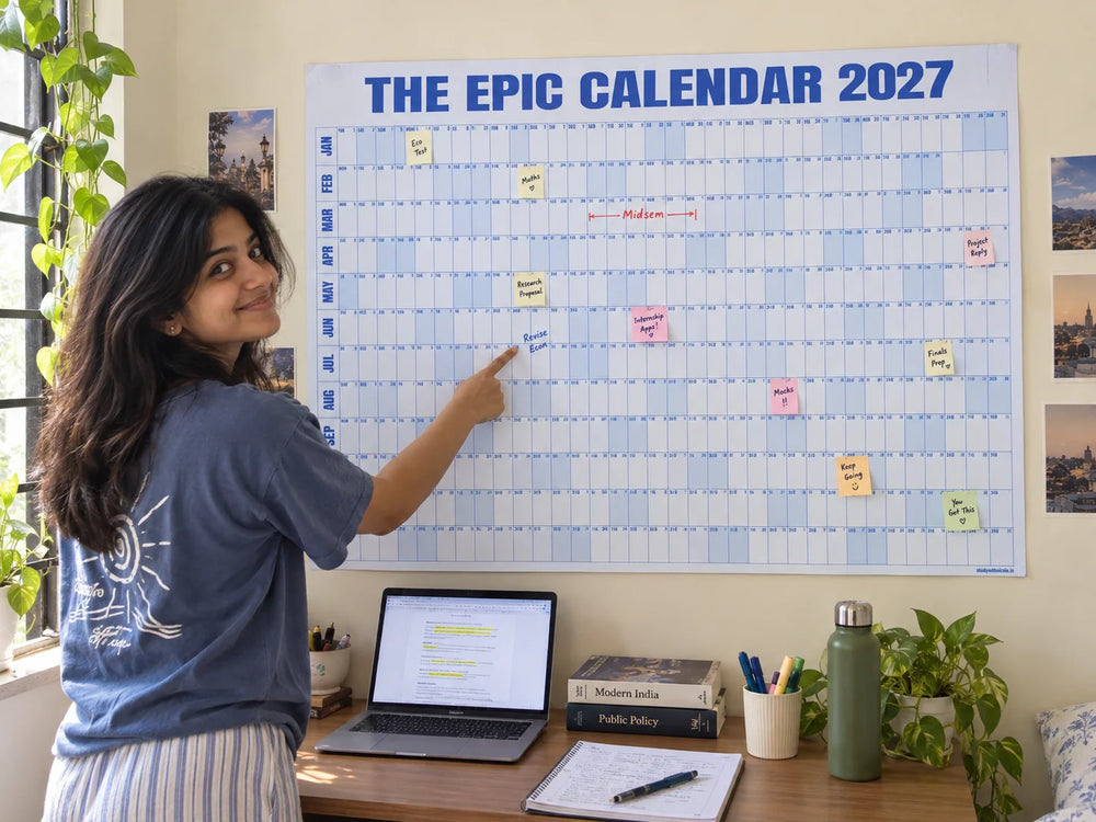Illustrative Indian student planning study dates