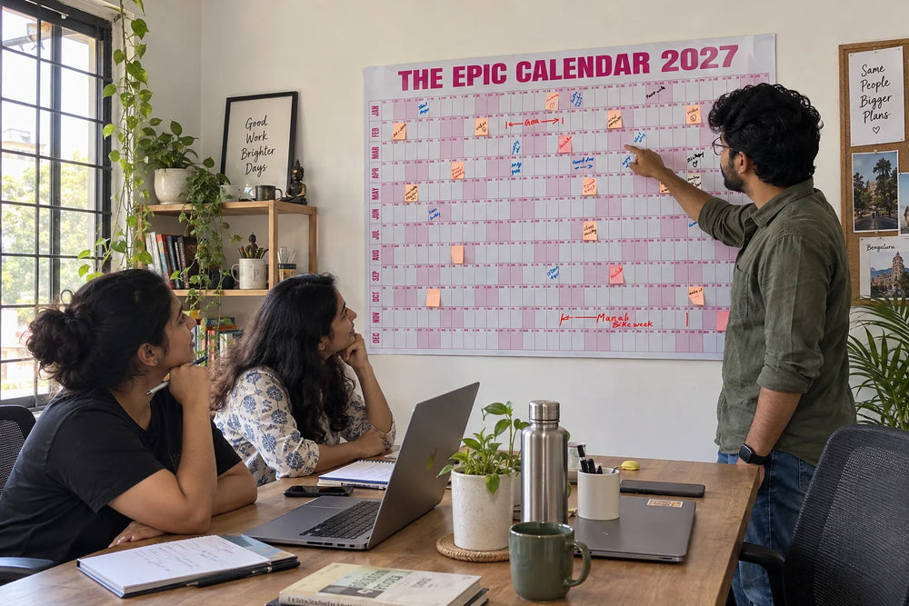 Illustrative Indian team discussing project dates