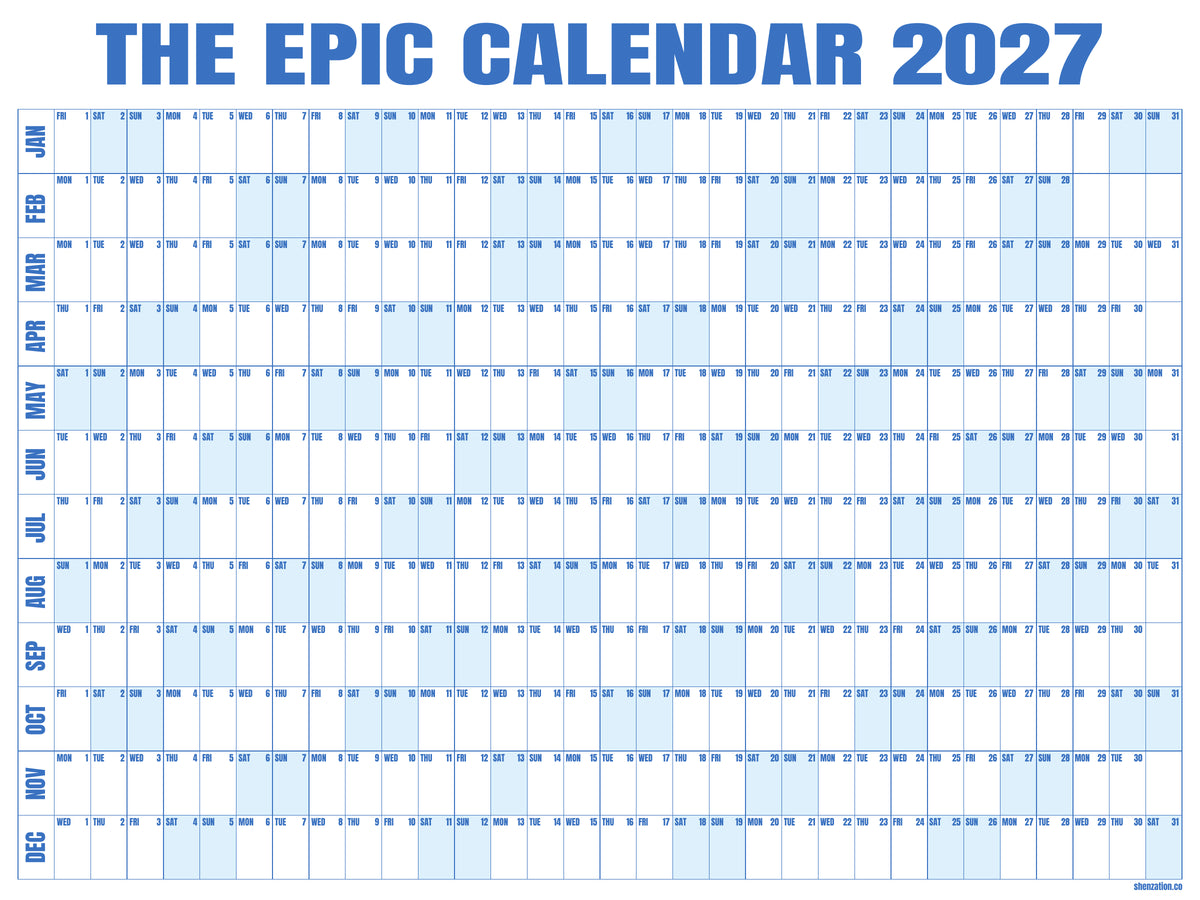EPIC Calendar 2027 — blue — original print artwork, 48 × 36 inches