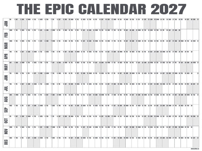 EPIC Calendar 2027 — grey — original print artwork, 48 × 36 inches