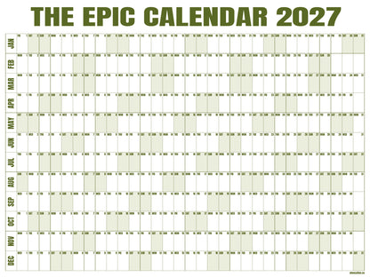 EPIC Calendar 2027 — olive-green — original print artwork, 48 × 36 inches