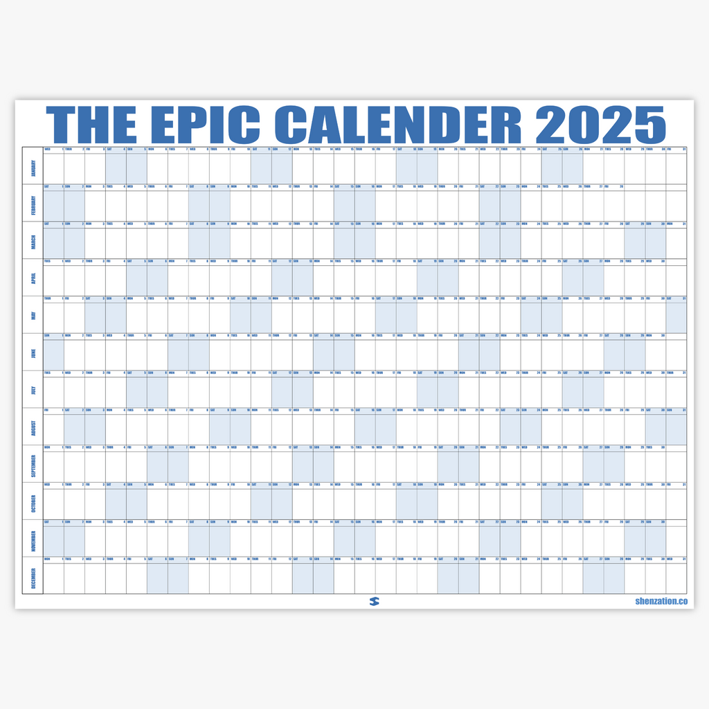 Oversized wall calendar year-at-a-glance studio view