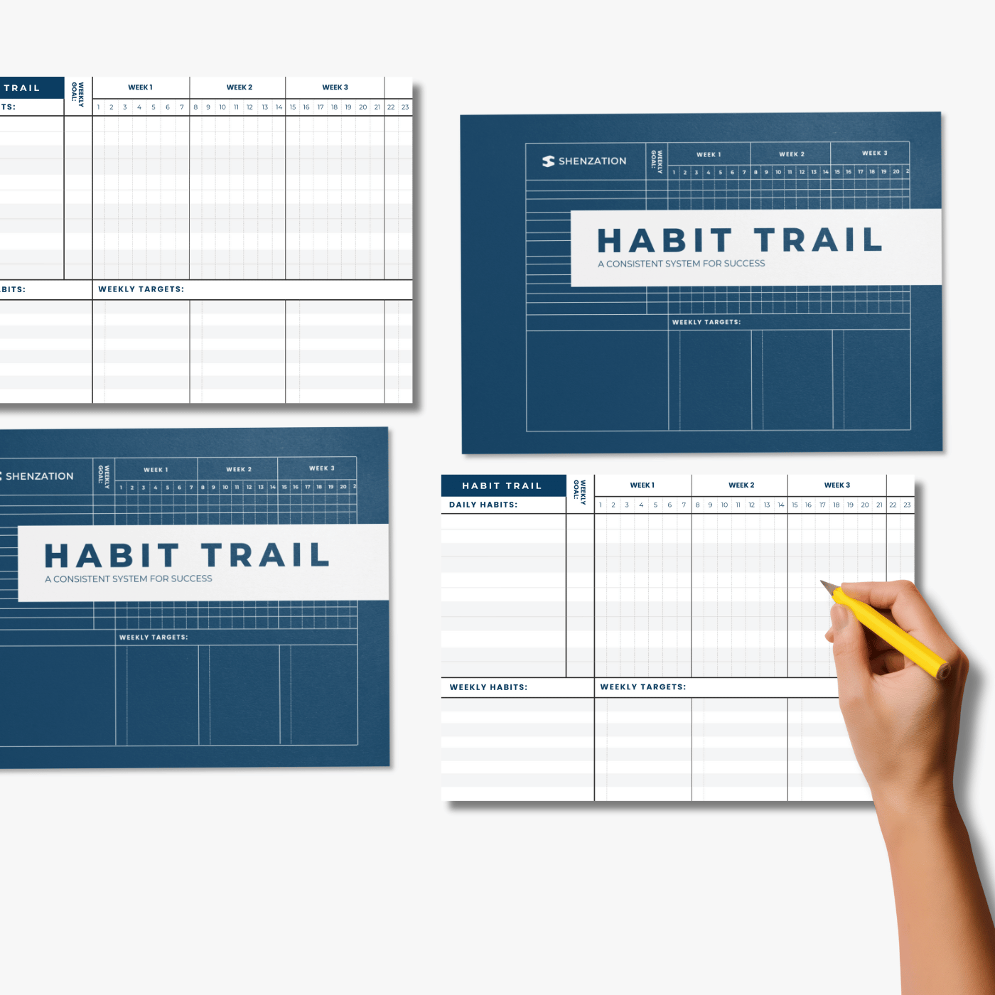 Habit Trail | 6-Month Habit Tracker System - Daily & Weekly Goal Cards Journal