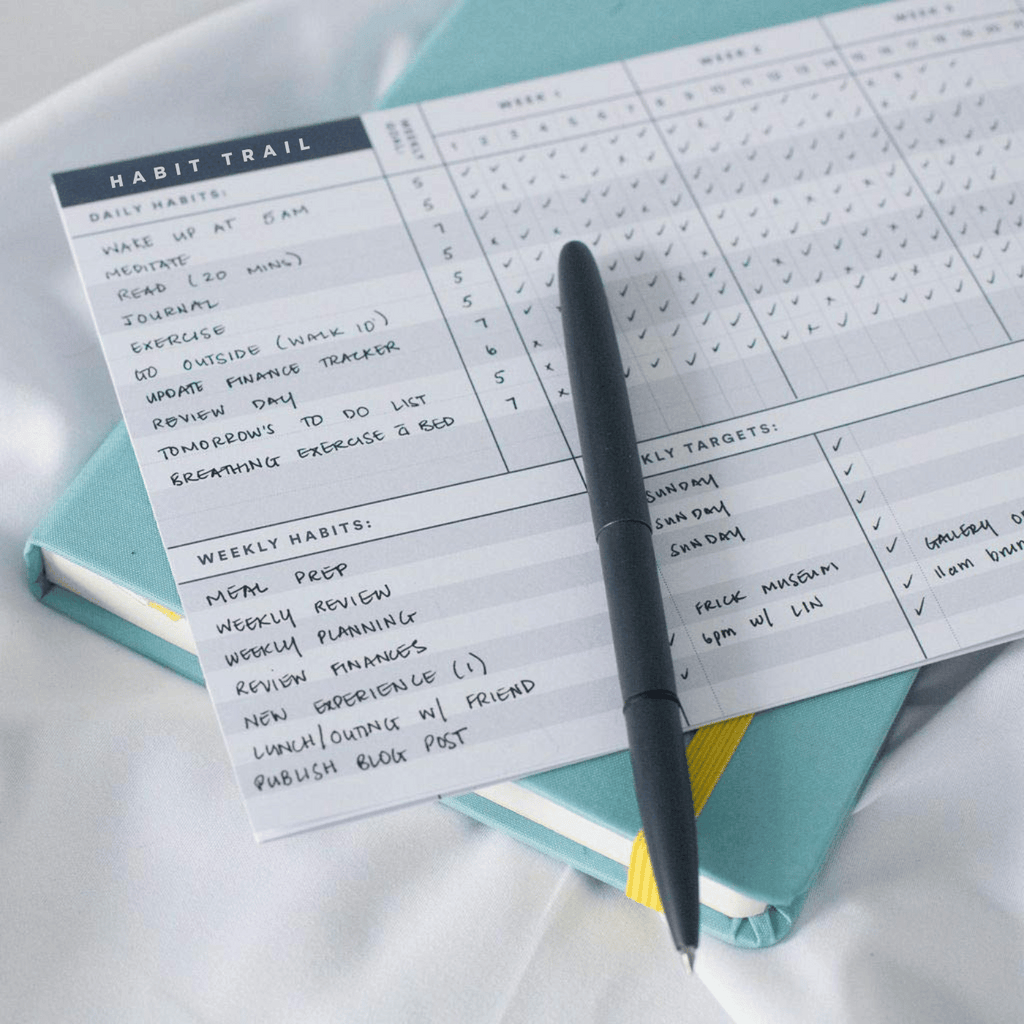 Habit Trail | 6-Month Habit Tracker System - Daily & Weekly Goal Cards Journal