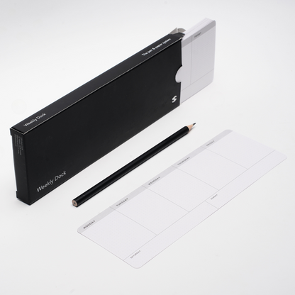 Weekly Dock card box with loose cards and pencil